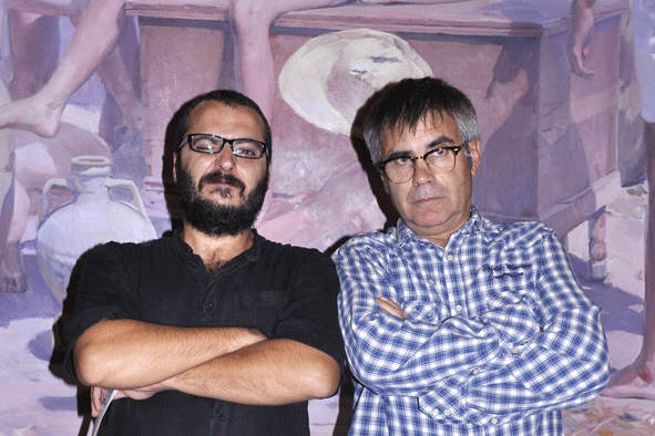 Javier Egea con el pintor Golucho